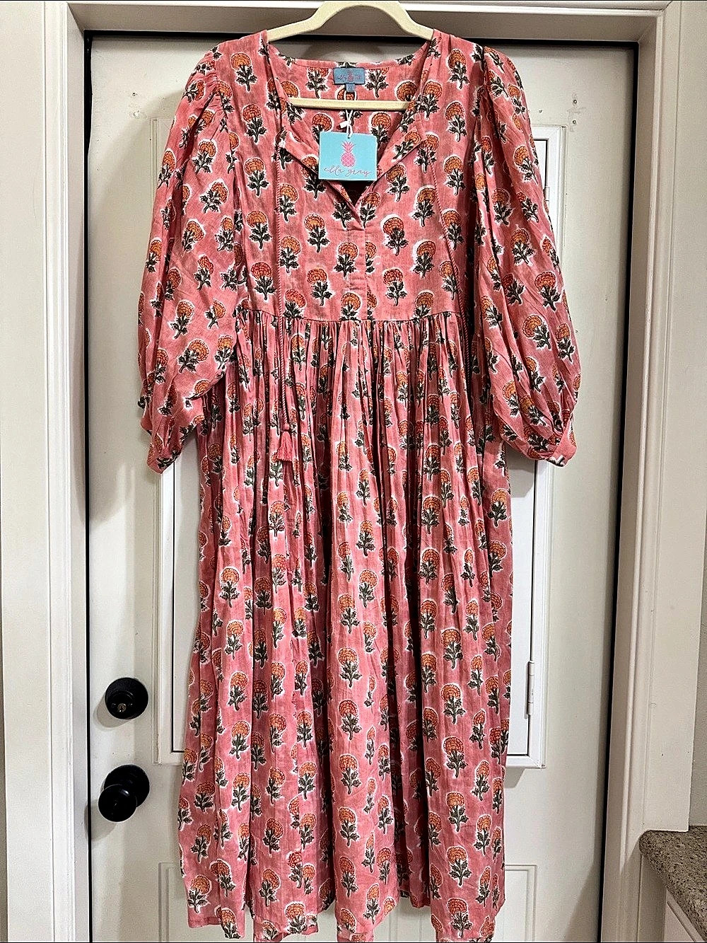 Elle Gray Floral Maxi Dress in Pink NWT